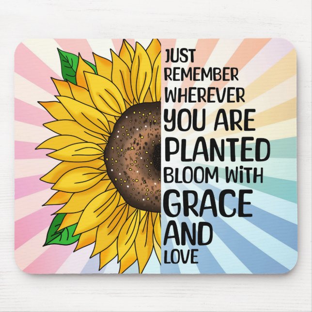 Inspiration und handgezeichnete Sonnenblume Mousepad (Vorne)