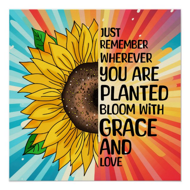 Inspiration und handgezeichnete Sonnenblume Poster (Vorderseite)