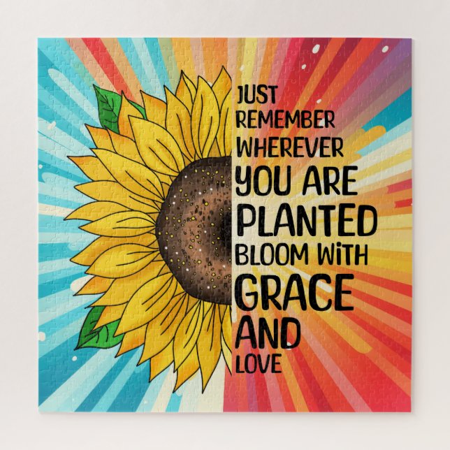 Inspiration und handgezeichnete Sonnenblume Puzzle (Vertikal)