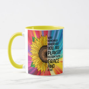 Inspiration und handgezeichnete Sonnenblume Tasse