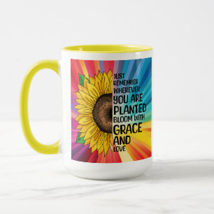 Inspiration und handgezeichnete Sonnenblume Tasse
