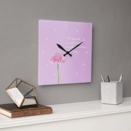 Inspiration und Niedlich rosa Daisy, Wall Clock Quadratische Wanduhr