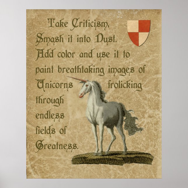 Inspiration Unicorn Zitat Antikes Pergament Poster (Vorne)