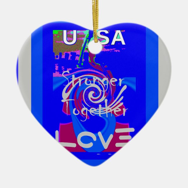 Inspiration USA Wir sind enger mit der Liebe zusam Keramik Ornament (Vorne)