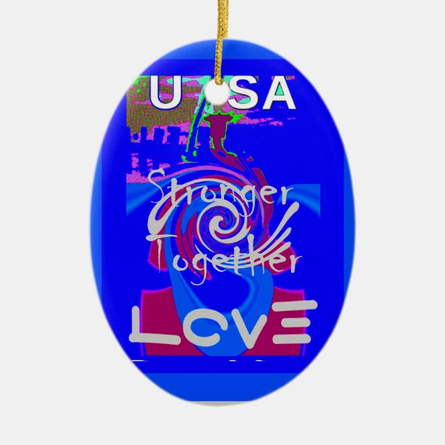 Inspiration USA Wir sind enger mit der Liebe zusam Keramikornament (Vorne)