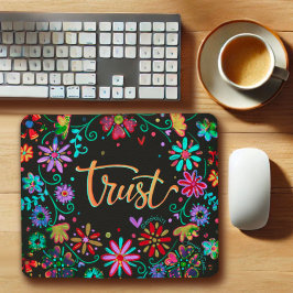 Inspiration-Vertrauen Schwarze Flora Inspiritivitä Mousepad