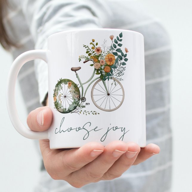 Inspiration Wasserfarbe Fahrrad wählen Joy Zitat Kaffeetasse (Choose Joy Vintage Bicycle Mug)