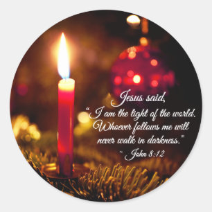 Inspiration Weihnachts-Bibelverse John 8:12 Runder Aufkleber