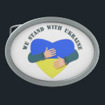 Inspiration: Wir stehen mit der Ukraine Ovale Gürtelschnalle<br><div class="desc">Unterstützung des ukrainischen Volkes! Stoppt den Krieg!</div>