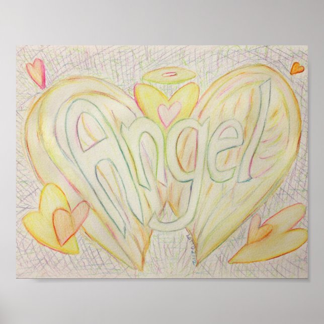 Inspiration Word Angel Art Poster Print (Vorne)