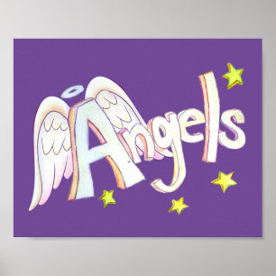 Inspiration Word Angels Art Poster Print