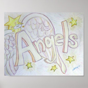 Inspiration Word Angels Art Poster Print