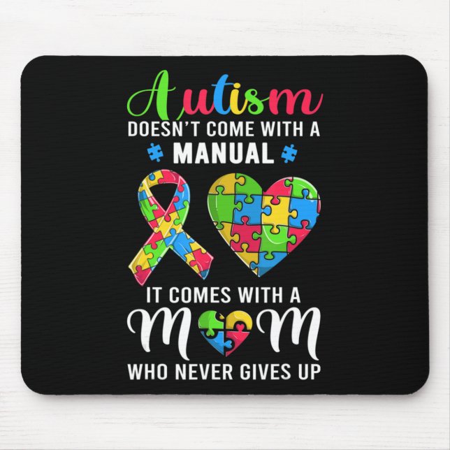 Inspiration Zitat Autismus Mama Shirt Autismus Awa Mousepad (Vorne)