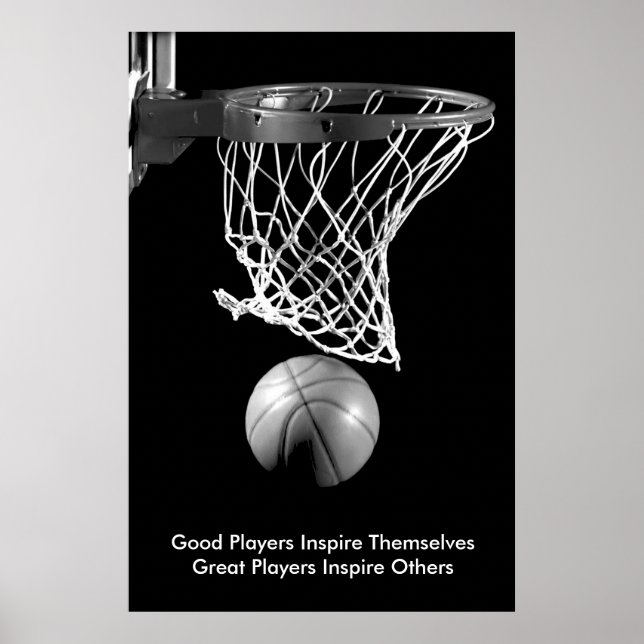 Inspiration Zitat Basketball Schwarzweiß Poster (Vorne)