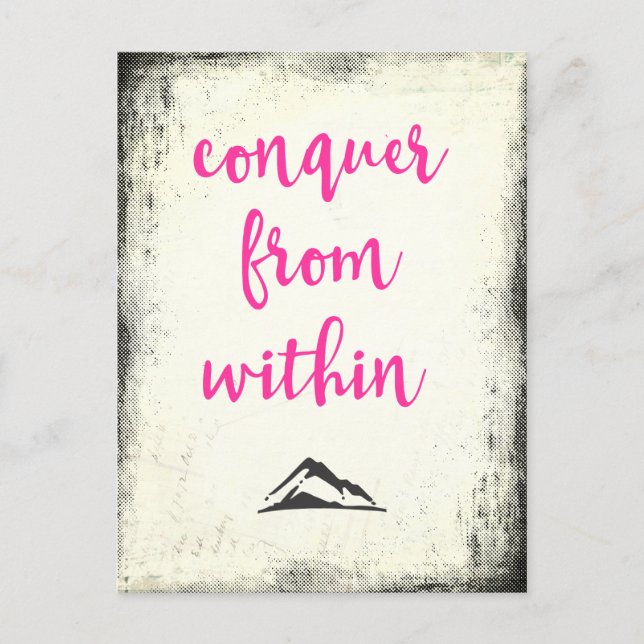 Inspiration Zitat Conquer aus der Typografie Postkarte (Vorderseite)