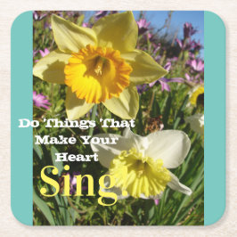 Inspiration Zitat Daffodische Frühlingsblüte Blume Rechteckiger Pappuntersetzer