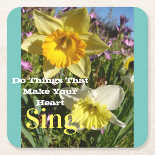 Inspiration Zitat Daffodische Frühlingsblüte Blume Rechteckiger Pappuntersetzer