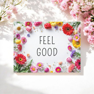 Inspiration Zitat fühlen sich gut bunt Blume Postkarte