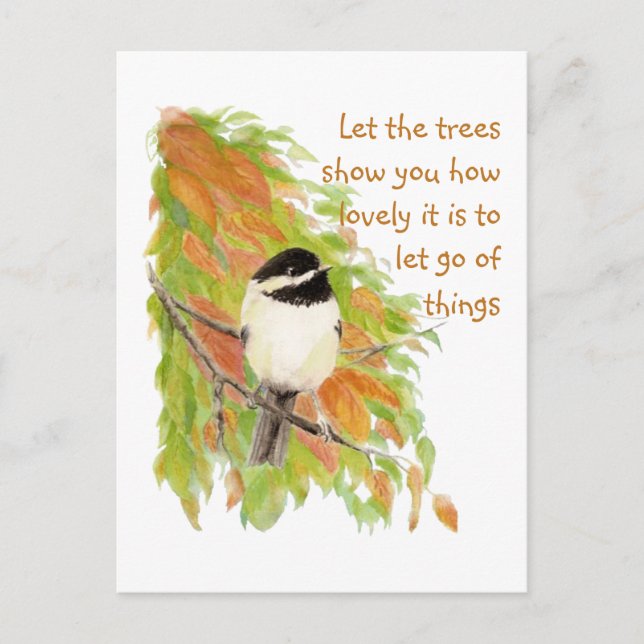 Inspiration Zitat Lassend Go Autumn Tree Bird Postkarte (Vorderseite)