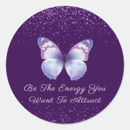 Inspiration Zitat lila Glitzer Schmetterling niedl Runder Aufkleber