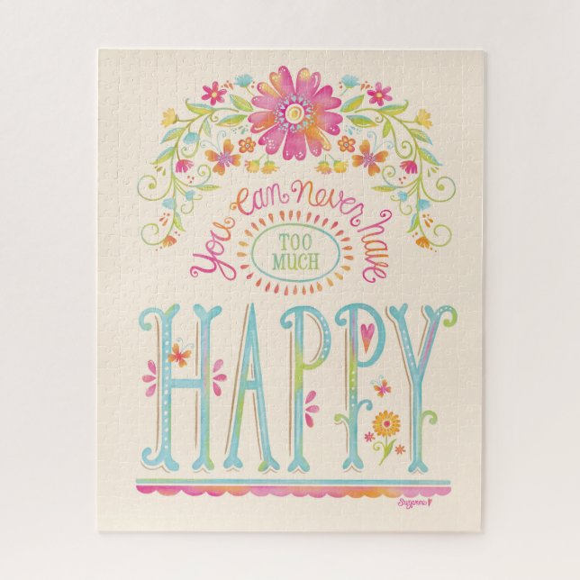 Inspiration Zitat Rosa florale glückliche Wasserfa Puzzle (Vertikal)