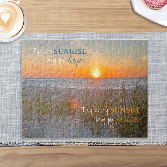 Inspiration Zitat Sonnenaufgangsmalerei Puzzle (Inspirational Quote Sunrise Painting Jigsaw Puzzle)