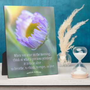 Inspiration Zitat Typografie Blumenmakro Foto Fotoplatte