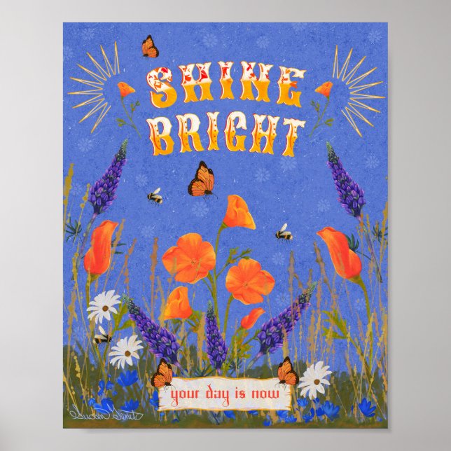 Inspiration Zitat Wildblumen Poppies Kalifornien Poster (Vorne)