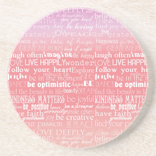 Inspiration Zitate Peach Pink Ombre Getränkeuntersetzer (Vorne)