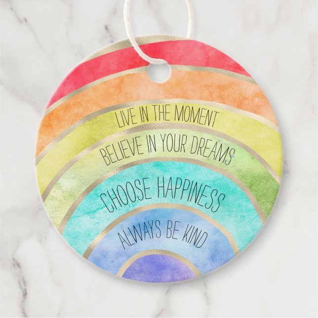Inspiration Zitate Rainbow personalisiert Geschenkanhänger (Vorderseite)