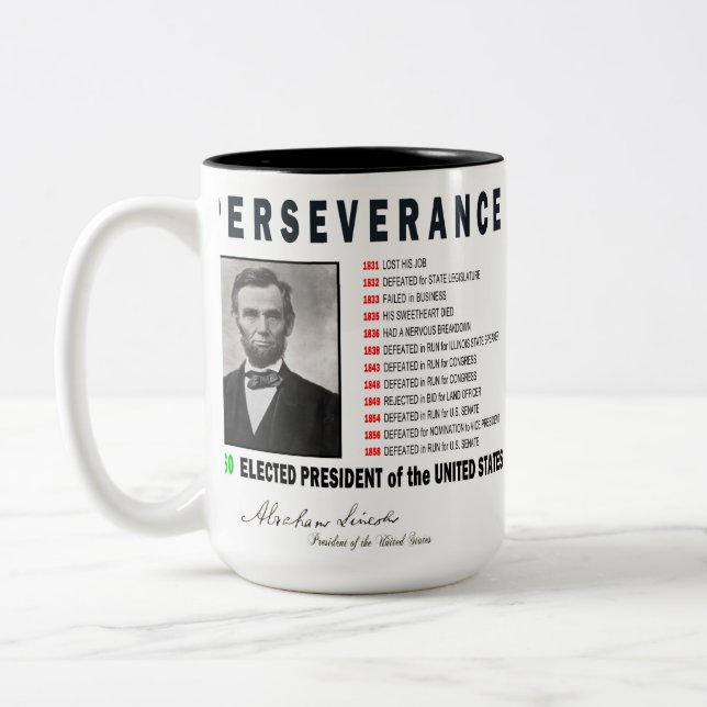 INSPIRATIONAL ABRAHAM LINCOLN ZWEIFARBIGE TASSE (Links)