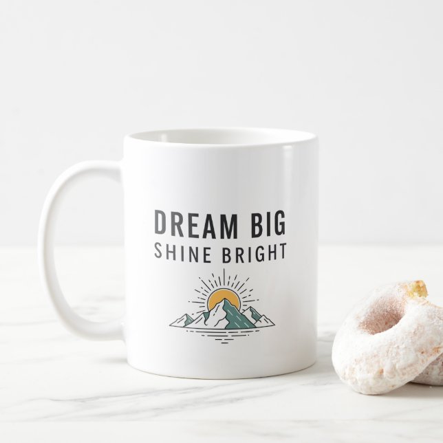 Inspirational Adventure Mountain Quote Ceramic Mug Kaffeetasse (Mit Donut)