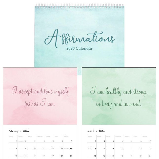 Inspirational Affirmations Quotes Watercolor 2026 Kalender (Von Creator hochgeladen)