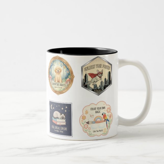 Inspirational animals and kids art collection zweifarbige tasse (Rechts)