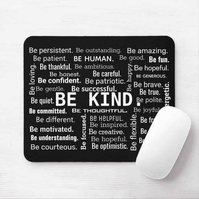 Inspirational BE KIND Word Cloud Mousepad (Mit Mouse)