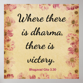 Inspirational Beige Pink Gita Dharma Victory  Poster