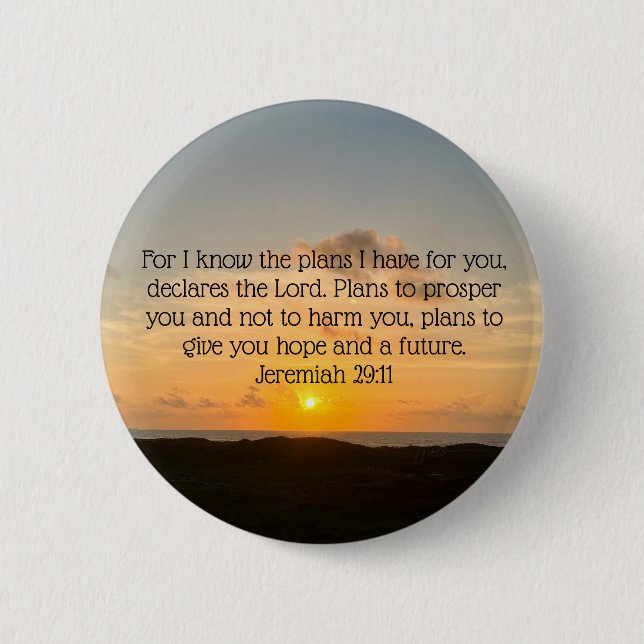 Inspirational Bible Verse Jeremiah 29:11 Sonnenauf Button (Vorderseite)