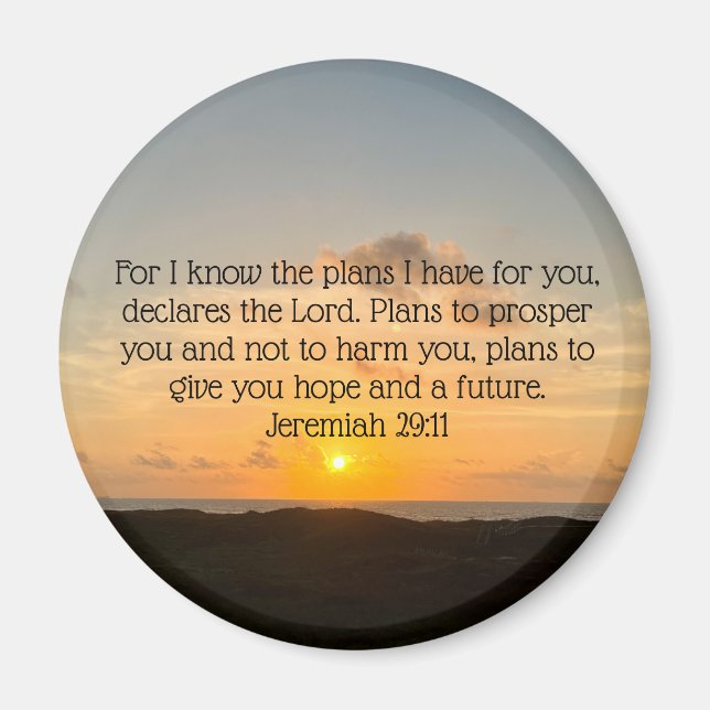 Inspirational Bible Verse Jeremiah 29:11 Sonnenauf Magnet (Vorne)