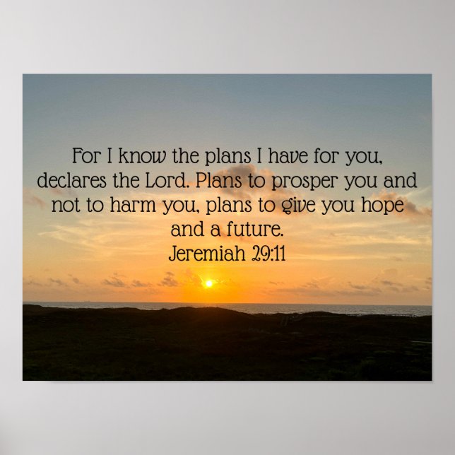 Inspirational Bible Verse Jeremiah 29:11 Sonnenauf Poster (Vorne)