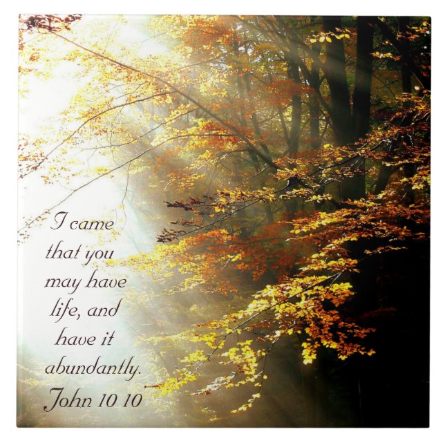 Inspirational Bible Verse John 10 10 Fall Trees Fliese (Vorderseite)