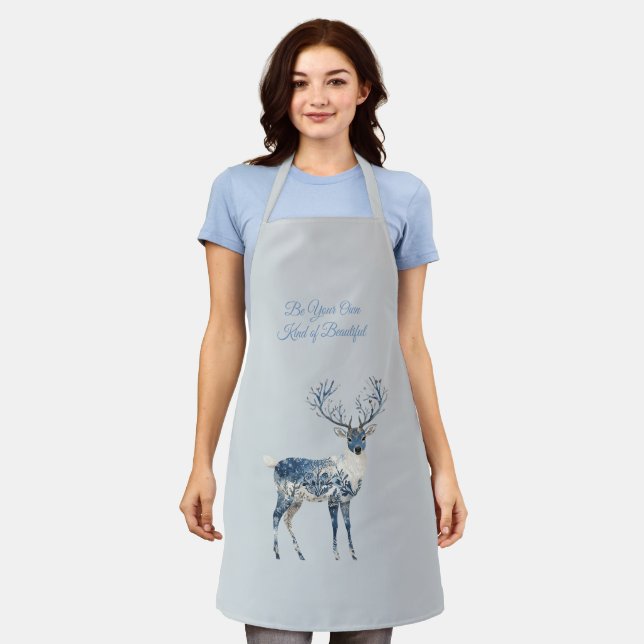 Inspirational Blue White Chic Deer Fox Schürze (Getragen)