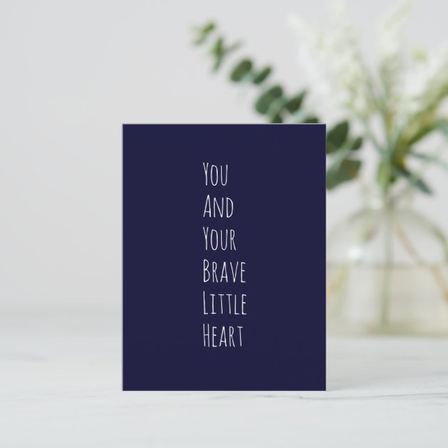Inspirational Brave Little Heart Text Quote  Postkarte (Stehend Vorderseite)