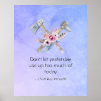 Inspirational Cherokee Proverb mit Tomahawk