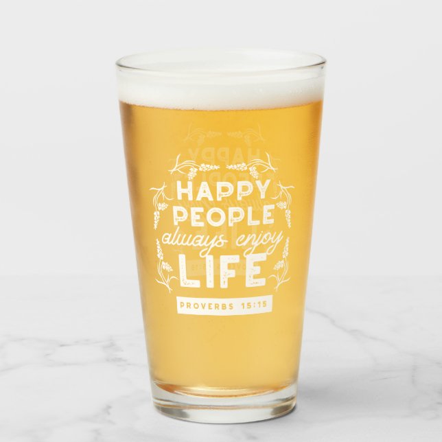 Inspirational Christian Quote from Proverbs 15:15 Glas (Vorne (Gefüllt))