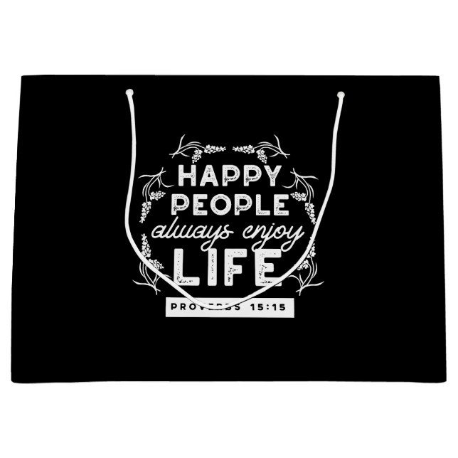 Inspirational Christian Quote from Proverbs 15:15 Große Geschenktüte (Vorderseite)