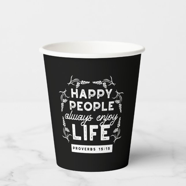 Inspirational Christian Quote from Proverbs 15:15 Pappbecher (Vorderseite)