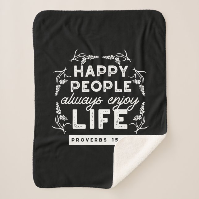 Inspirational Christian Quote from Proverbs 15:15 Sherpadecke (Vorderseite)