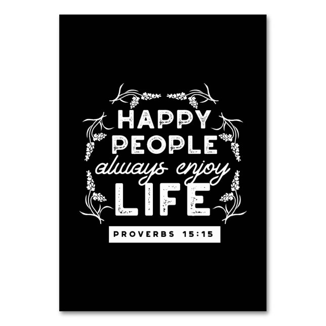 Inspirational Christian Quote from Proverbs 15:15 Tischnummer (Vorderseite)