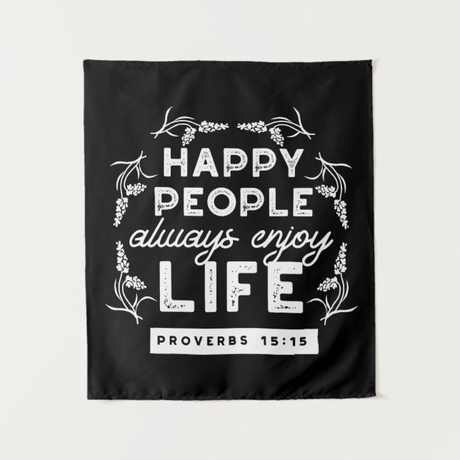 Inspirational Christian Quote from Proverbs 15:15 Wandteppich (Vorderseite)