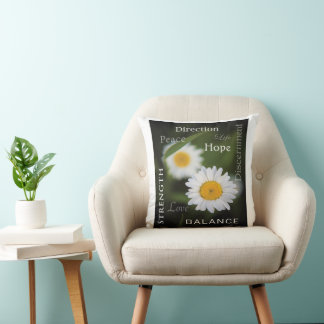 Inspirational Daisy Message Throw Pillow Kissen